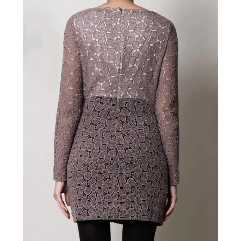 Diane von Furstenberg  Sarita Pebble Lace Leather Detail Dress Size 12 - Picture 5 of 14
